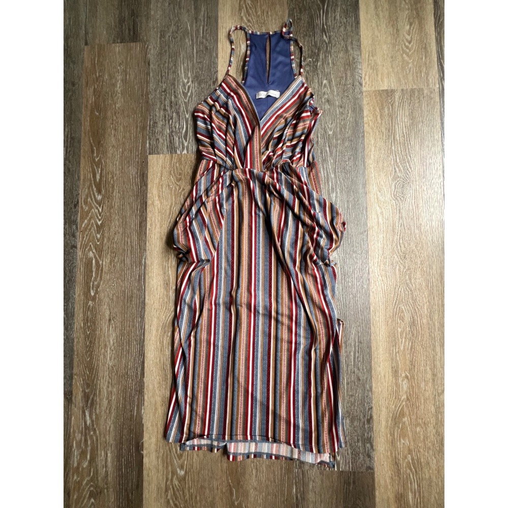 BCBGeneration Maxi Dress‎ Womens XS Multi Color Excellent Striped Racerback Wrap